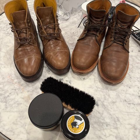 View photo of Viberg Service Boot in Camel Oiled Calf