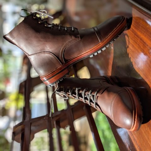 BLKBRD Dixon Cap Toe Derby Boot in Brown Pull Up