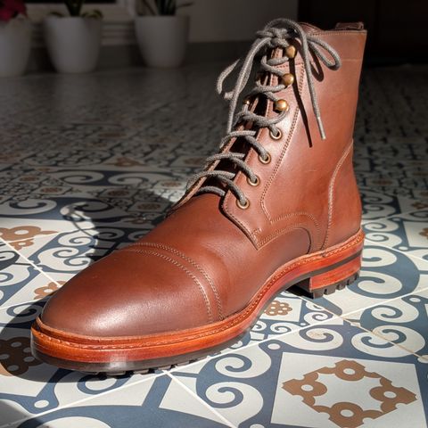 BLKBRD Dixon Cap Toe Derby Boot in Brown Pull Up