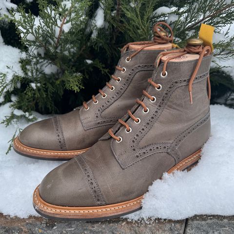Tricker's Horween Dublin Timber Wolf Brogue Boots in Horween Timber Wolf Dublin