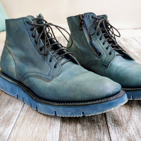 Viberg Side Zip in Indigo Dipped Kangaroo