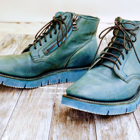 Viberg Side Zip in Indigo Dipped Kangaroo