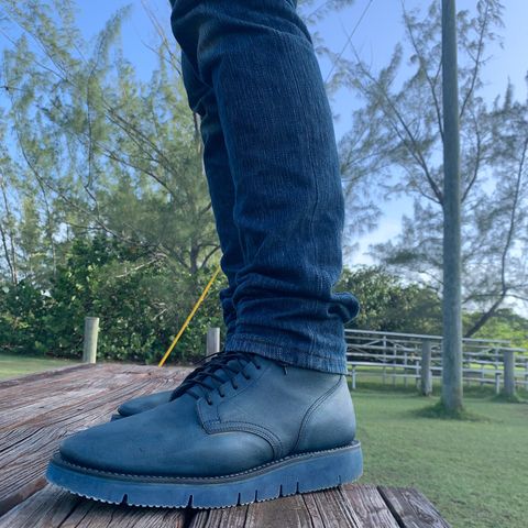 Viberg Side Zip in Indigo Dipped Kangaroo