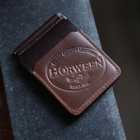 View photo of Architectleather Money Clip in Horween Natural Chromexcel & Horween Brown Chromexcel