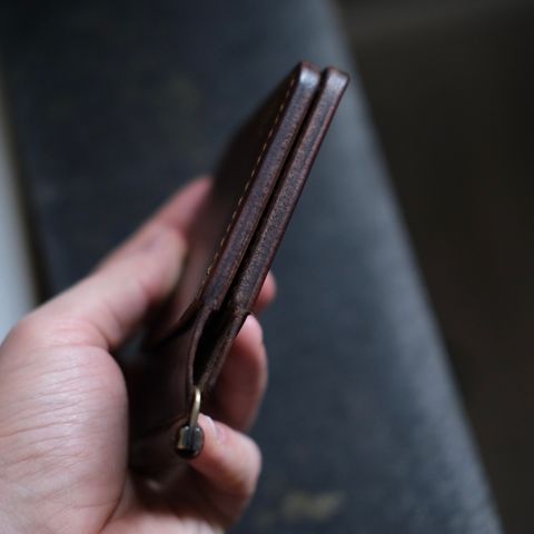 View photo of Architectleather Money Clip in Horween Natural Chromexcel & Horween Brown Chromexcel