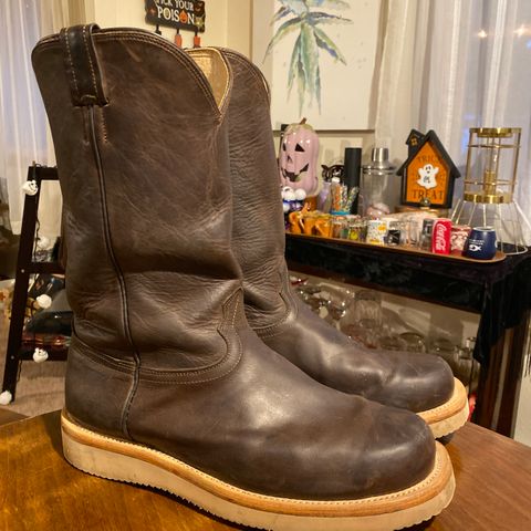 Fenoglio Round Toe Work Boots in Chocolate Fuji