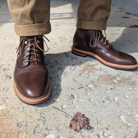 View photo of Grant Stone Diesel Boot in Horween Crimson Chromexcel