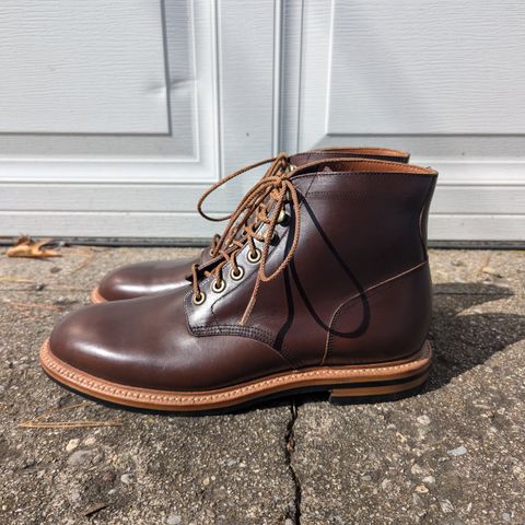 View photo of Grant Stone Diesel Boot in Horween Crimson Chromexcel