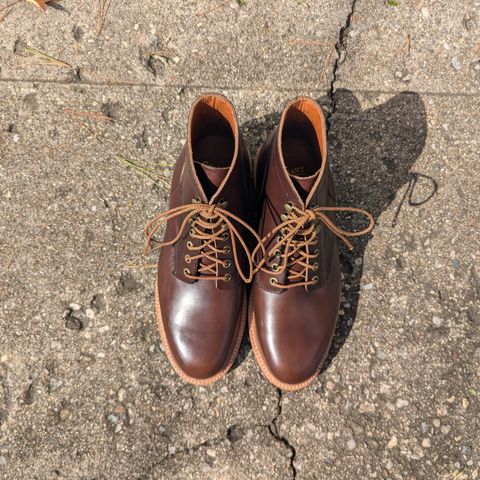 View photo of Grant Stone Diesel Boot in Horween Crimson Chromexcel