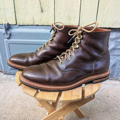 View photo of Grant Stone Diesel Boot in Horween Crimson Chromexcel