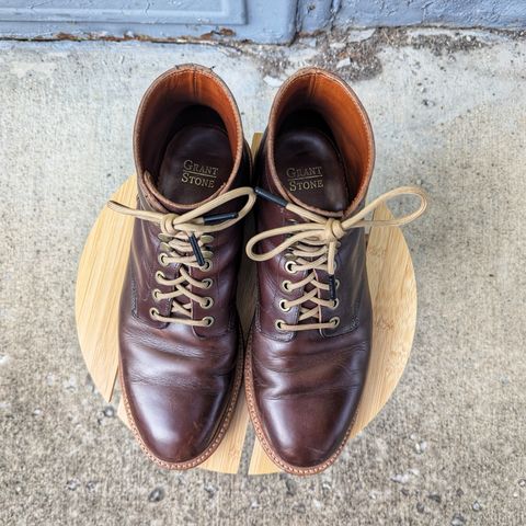 View photo of Grant Stone Diesel Boot in Horween Crimson Chromexcel