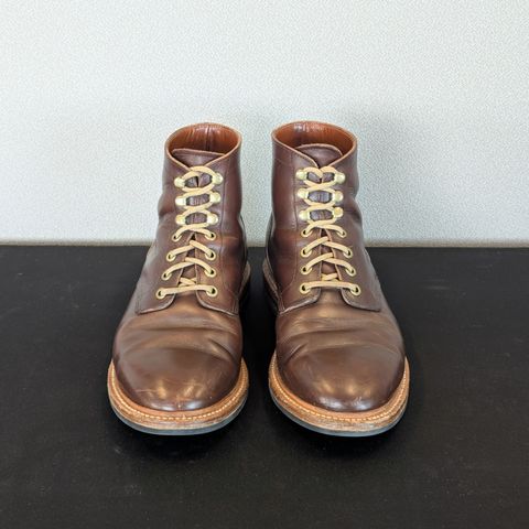 View photo of Grant Stone Diesel Boot in Horween Crimson Chromexcel