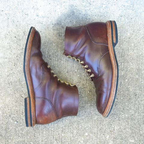 View photo of Grant Stone Diesel Boot in Horween Crimson Chromexcel
