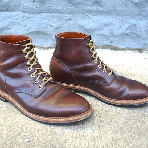 View photo of Grant Stone Diesel Boot in Horween Crimson Chromexcel