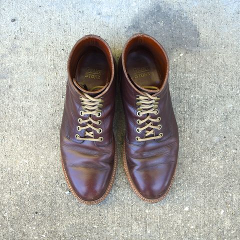 View photo of Grant Stone Diesel Boot in Horween Crimson Chromexcel
