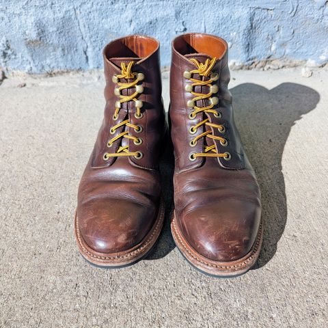 View photo of Grant Stone Diesel Boot in Horween Crimson Chromexcel