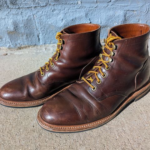 View photo of Grant Stone Diesel Boot in Horween Crimson Chromexcel
