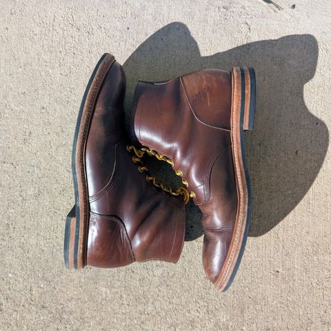 View photo of Grant Stone Diesel Boot in Horween Crimson Chromexcel