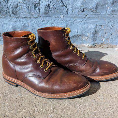 View photo of Grant Stone Diesel Boot in Horween Crimson Chromexcel