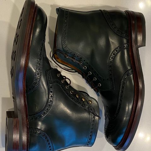 Carmina Full-Brogue Jumper Boots 80277 in Horween Green Shell Cordovan