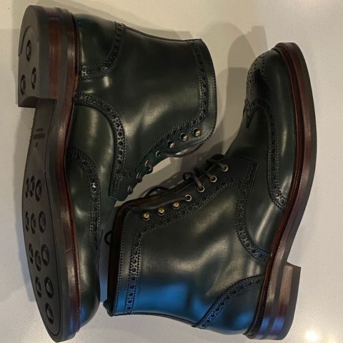 Carmina Full-Brogue Jumper Boots 80277 in Horween Green Shell Cordovan