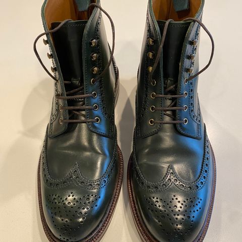 Carmina Full-Brogue Jumper Boots 80277 in Horween Green Shell Cordovan