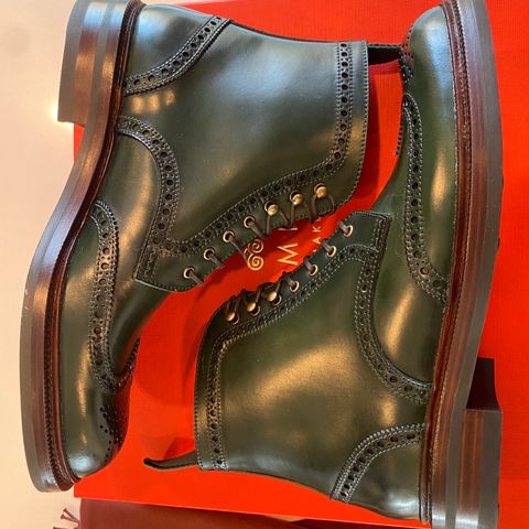 Carmina Full-Brogue Jumper Boots 80277 in Horween Green Shell Cordovan