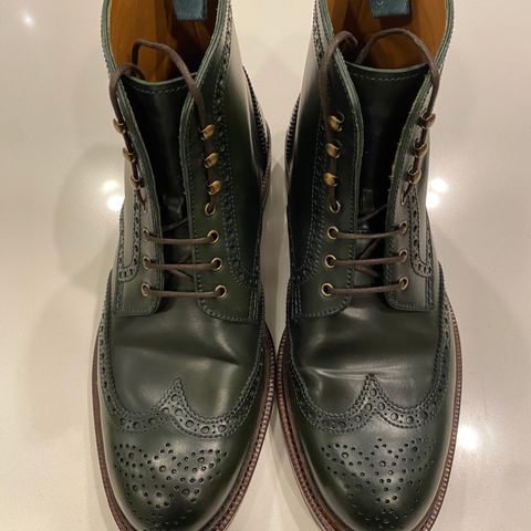 Carmina Full-Brogue Jumper Boots 80277 in Horween Green Shell Cordovan