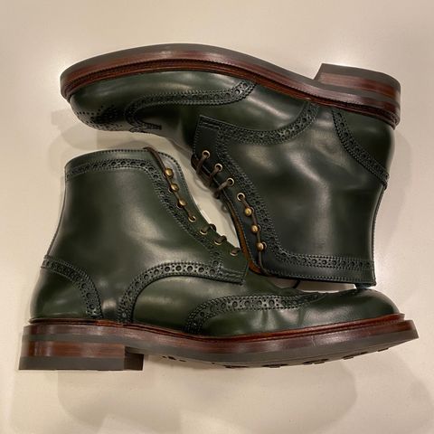 Carmina Full-Brogue Jumper Boots 80277 in Horween Green Shell Cordovan
