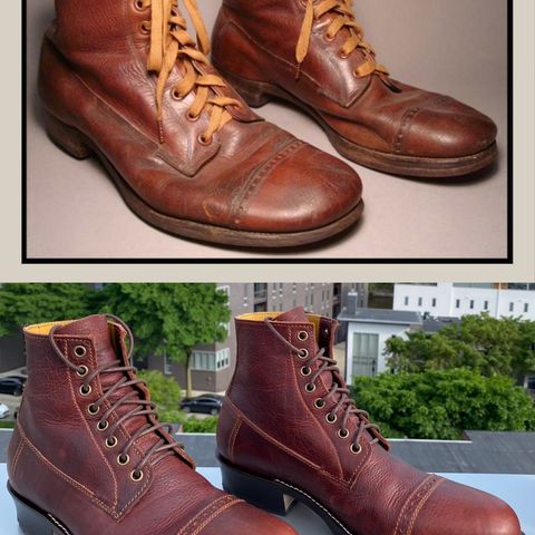 Caswell 1912 Russet Marching Shoe Reproduction in Gallun Red Waxy Bridger Elk