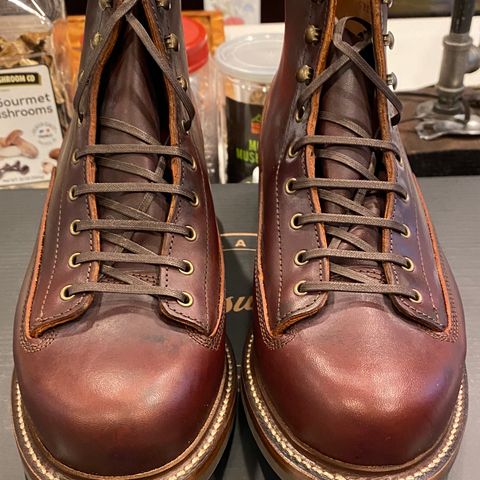 View photo of Caswell Boot Company Carver II in Wickett & Craig Chestnut Oiled Latigo