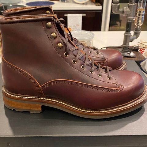 View photo of Caswell Boot Company Carver II in Wickett & Craig Chestnut Oiled Latigo