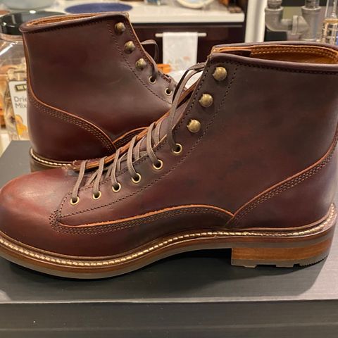 View photo of Caswell Boot Company Carver II in Wickett & Craig Chestnut Oiled Latigo