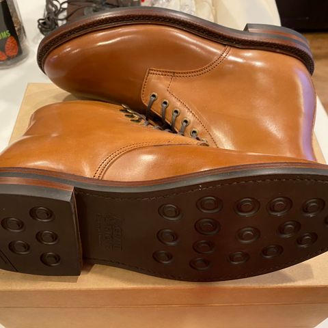 View photo of Grant Stone Edward Boot in Horween Honey Glazed Shell Cordovan