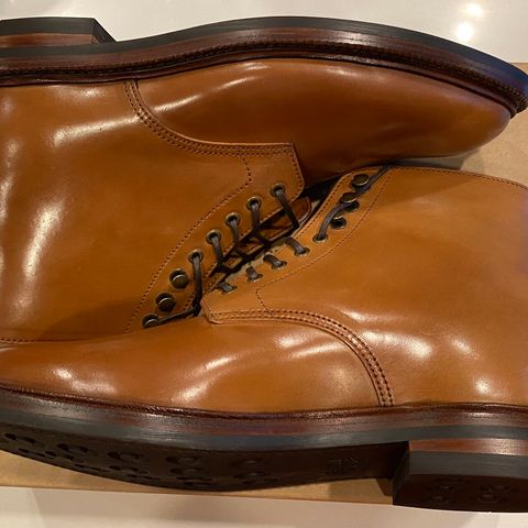 View photo of Grant Stone Edward Boot in Horween Honey Glazed Shell Cordovan