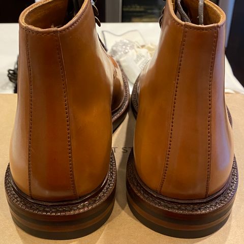 View photo of Grant Stone Edward Boot in Horween Honey Glazed Shell Cordovan