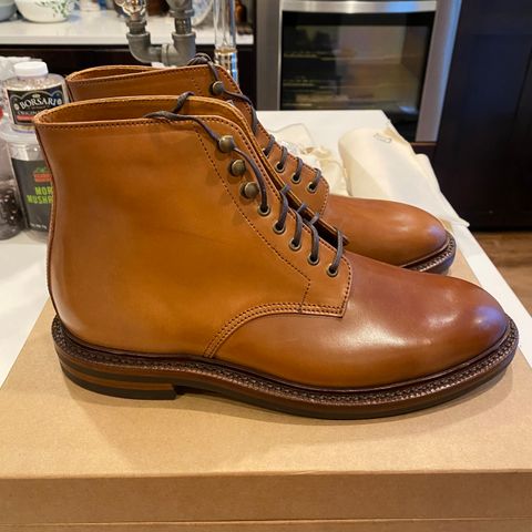 View photo of Grant Stone Edward Boot in Horween Honey Glazed Shell Cordovan