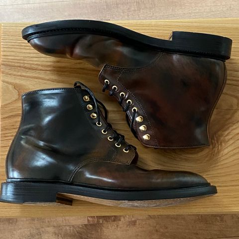 Grant Stone Edward Boot in Horween Marbled Black Shell Cordovan