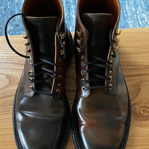 Grant Stone Edward Boot in Horween Marbled Black Shell Cordovan