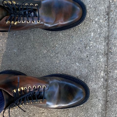Grant Stone Edward Boot in Horween Marbled Black Shell Cordovan