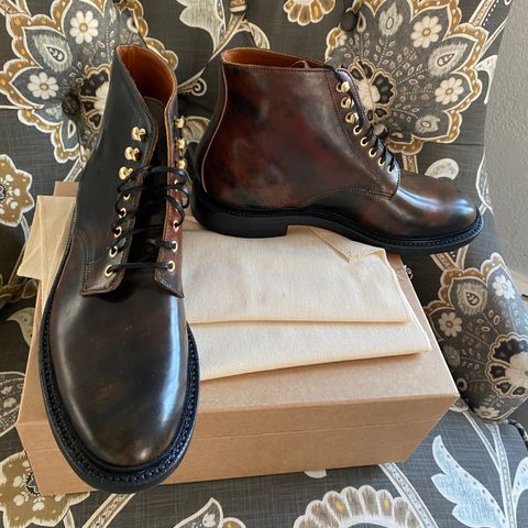 Grant Stone Edward Boot in Horween Marbled Black Shell Cordovan