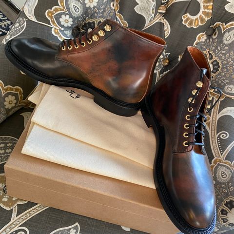 Grant Stone Edward Boot in Horween Marbled Black Shell Cordovan