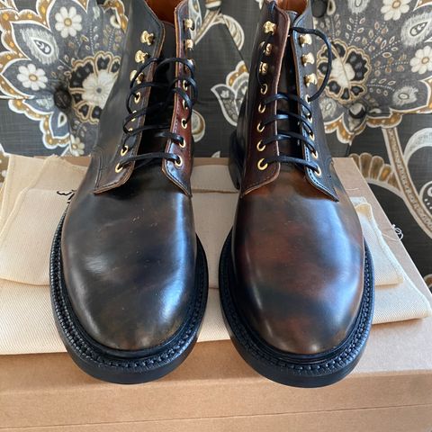 Grant Stone Edward Boot in Horween Marbled Black Shell Cordovan