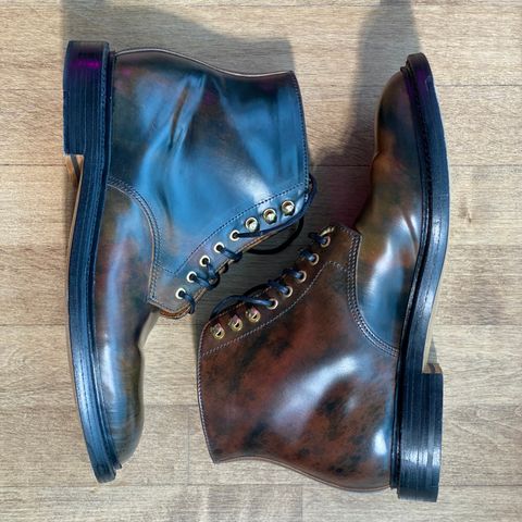 Grant Stone Edward Boot in Horween Marbled Black Shell Cordovan