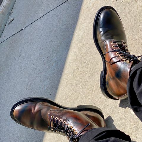 Grant Stone Edward Boot in Horween Marbled Black Shell Cordovan