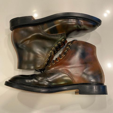 Grant Stone Edward Boot in Horween Marbled Black Shell Cordovan