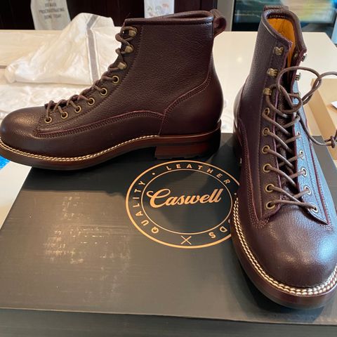 Caswell Carver in Tusting & Burnett Burgundy Bookbinding Goat