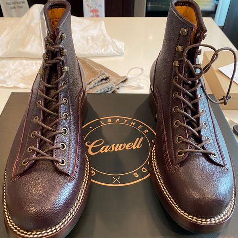 Caswell Carver in Tusting & Burnett Burgundy Bookbinding Goat