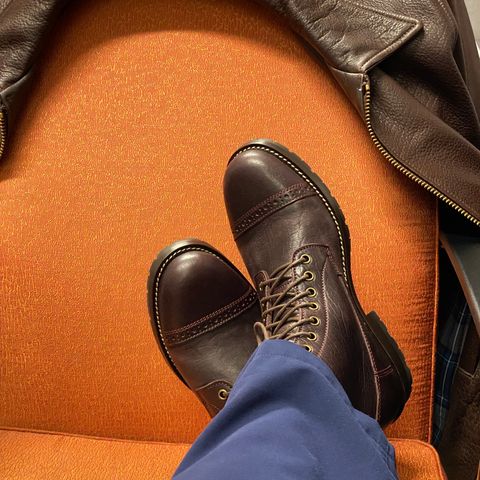 Caswell 1912 Russet Marching Shoe Reproduction in Horween Color 8 Aspen Horsefront