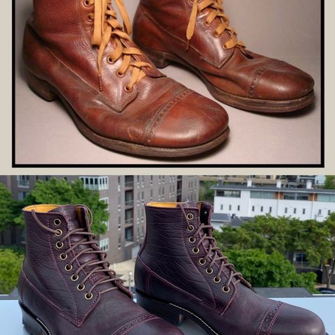 Caswell 1912 Russet Marching Shoe Reproduction in Horween Color 8 Aspen Horsefront